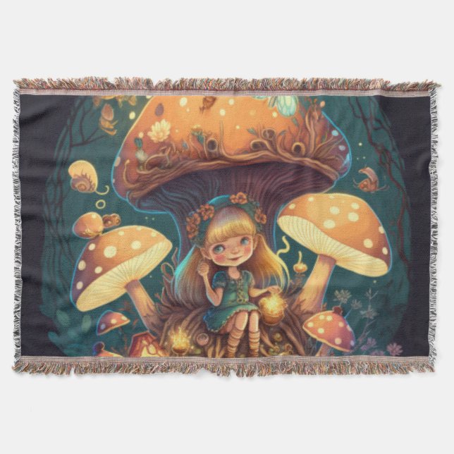 Kleine Mädchen-Elfe unter Pilzen Decke (Vorderseite)