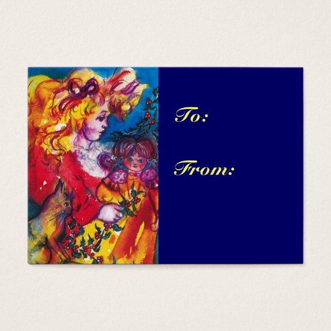 KLEINE MÄDCHEN, KATZE, HÜBSCHER DOLL Blue Weihnach (Vorderseite)