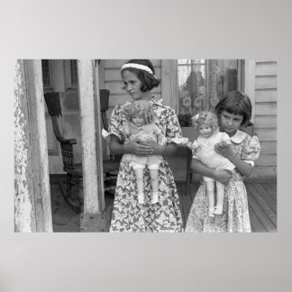 Kleine Mädchen mit Dolls, 1930er Poster