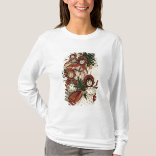 Kleine Mädchen mit Stechpalme und dem T-Shirt