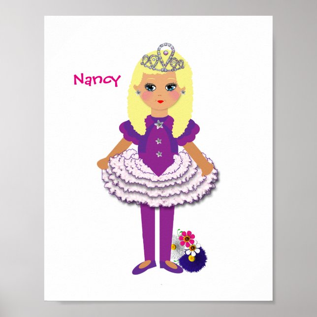 Kleine Mädchen Niedliche Personalisierte Märchenpr Poster (Vorne)