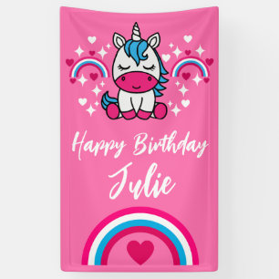Kleine Mädchen Rosa Rainbow Unicorn Banner