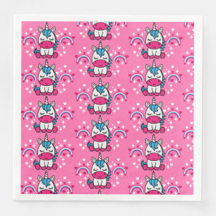 Kleine Mädchen Rosa Rainbow Unicorn Serviette