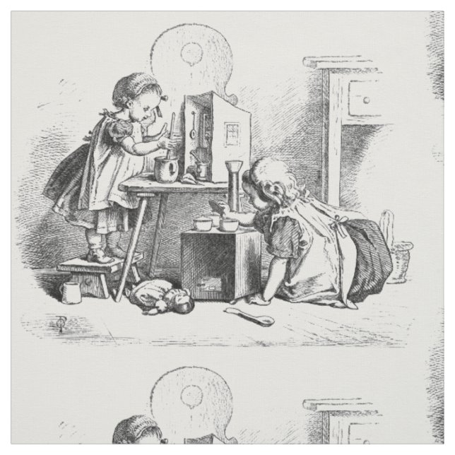 Kleine Mädchen spielen Hausätzchen Stoff (Muster)