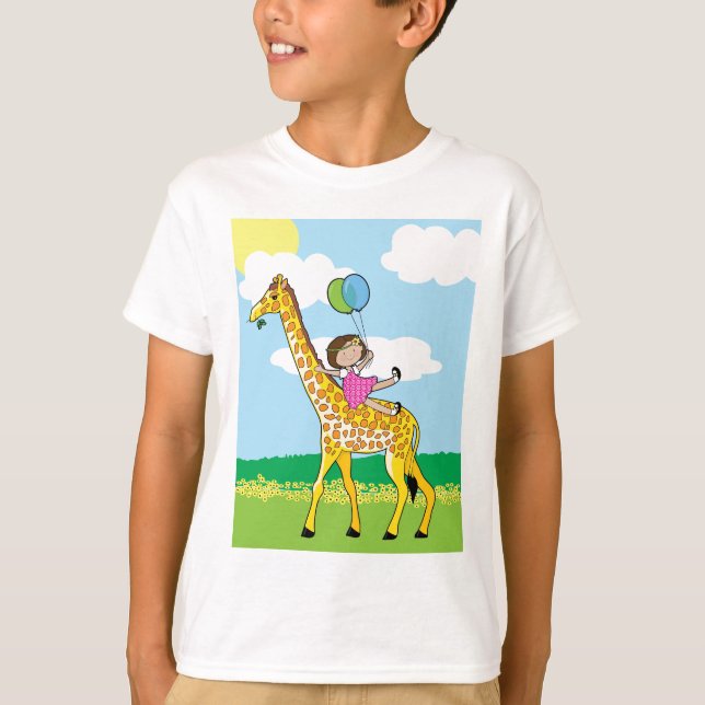Kleine Mädchen und Giraffe T-Shirt (Vorderseite)
