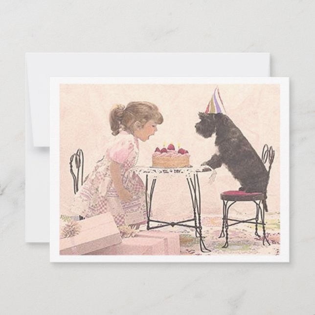 Kleine Mädchen und Hunde Celelbration Einladung (Vorderseite)