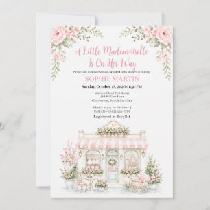 Kleine Mademoiselle Pariser Café-Baby-Party Einladung