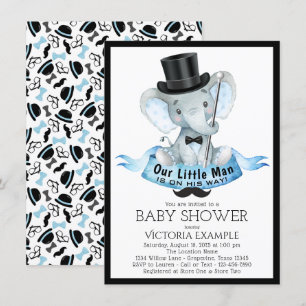 Kleine-Mann-Baby-Shower-Einladung Dapper Elephant Einladung