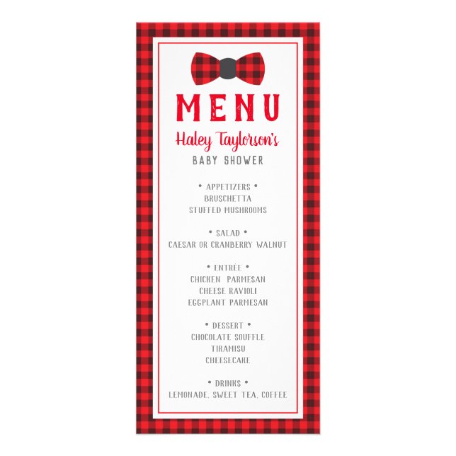 Kleine Mann-Menükarte, Babydusche Werbekarte (Vorne)