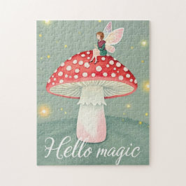 Kleine Märchen, auf Pilzen gekrönt und glühend Puzzle