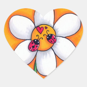 Kleine Marienkäfer Herz-Aufkleber