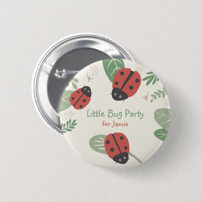 Kleine Marienkäfer-Kinderparty-Gast-Button-Geschen Button (Vorne & Hinten)