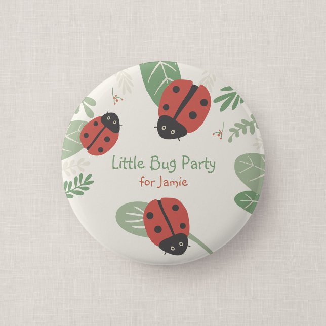 Kleine Marienkäfer-Kinderparty-Gast-Button-Geschen Button (Ladybird Meadow - Party Favor Button)
