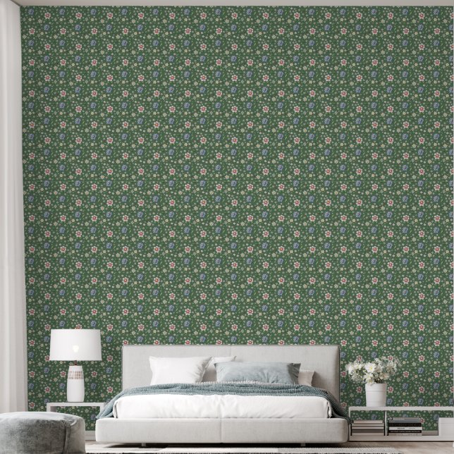 Kleine Marienkäfer und Blumenmuster Tapete (Schlafzimmer)