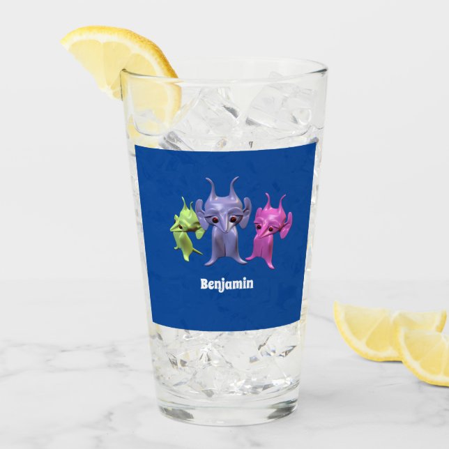 Kleine Marsianer, personalisiert für Kinder. Glas (Vorderseite Ice)