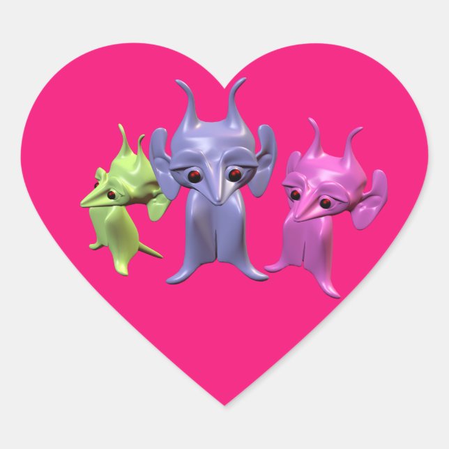 Kleine Martians Herz-Aufkleber (Vorderseite)