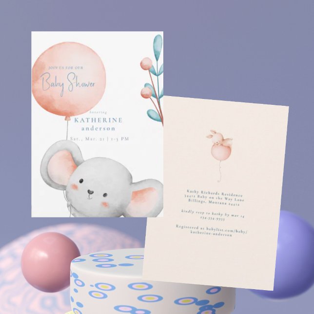 Kleine Maus Blush & Blue Baby Dusche Einladung (Von Creator hochgeladen)