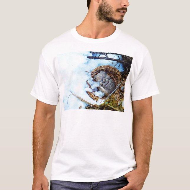 Kleine Maus, die im Schnee schläft T-Shirt (Vorderseite)