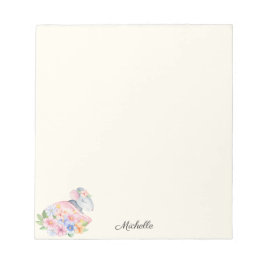 Kleine Maus halten floralen Notepad IHRER Name Notizblock