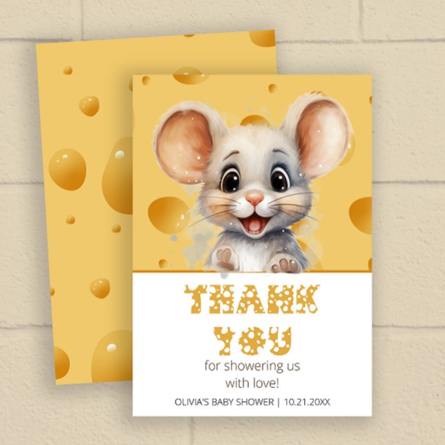Kleine Maus in Käse Baby Dusche Danke Karte (Von Creator hochgeladen)