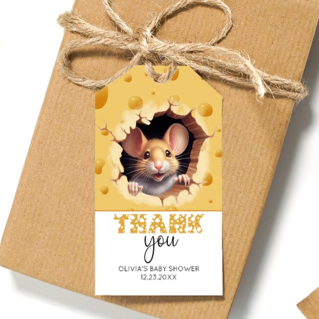 Kleine Maus in Käse Danke Geschenkanhänger (Von Creator hochgeladen)