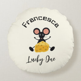 Kleine Maus mit Käse Rundes Kissen