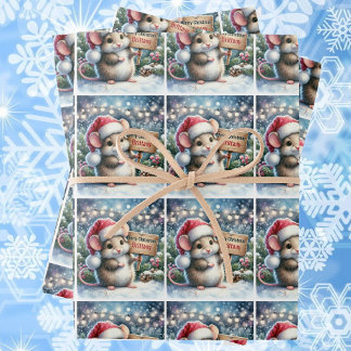 Kleine Maus personalisieren Name Mädchen Weihnacht Geschenkpapier Set