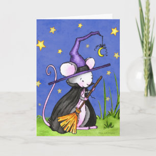 Kleine Mäusehexe Halloween Karte