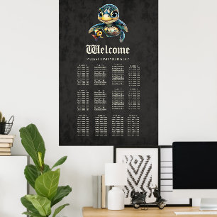 Kleine Meeresschildkröte, die mit ihrer Freundin e Poster