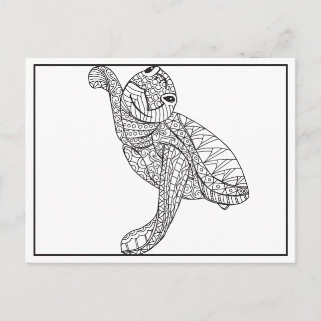 Kleine Meeresschildkrötenlinie Zeichnend Postkarte (Vorderseite)