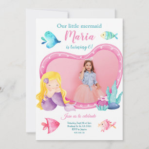 Kleine Meerjungfrau Foto Geburtstagseinladung Einladung