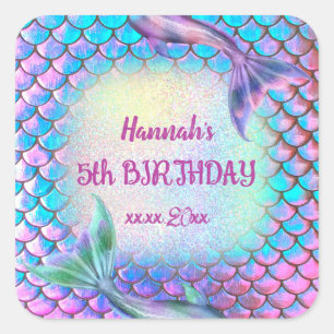 kleine Meerjungfrau Geburtstag Quadratischer Aufkleber