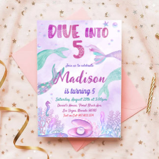 Kleine Meerjungfrau-Geburtstagsparty unter dem Par Einladung