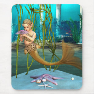 Kleine Meerjungfrau mit Anemone-Blume Mousepad