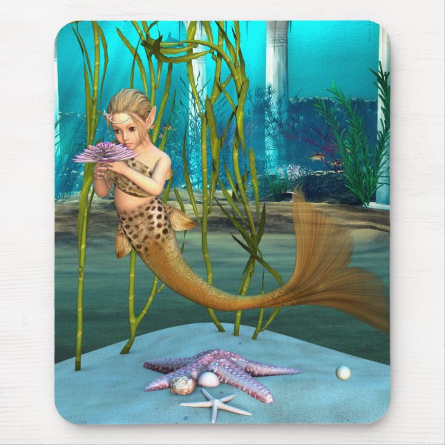 Kleine Meerjungfrau mit Anemone-Blume Mousepad (Vorne)
