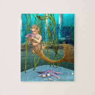 Kleine Meerjungfrau mit Anemone-Blume Puzzle