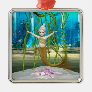 Kleine Meerjungfrau Niedliche Fantasy Mädchen, Bla Ornament Aus Metall
