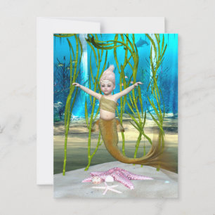 Kleine Meerjungfrau Niedliche Fantasy Mädchen, Bla Postkarte