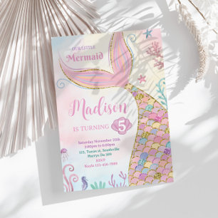 Kleine Meerjungfrau unter dem Meer Magisches Mädch Einladung