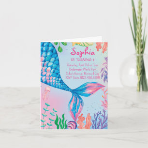 Kleine Meerjungfrau Unterwasser Geburtstagseinladu Einladung
