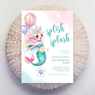 Kleine Meerjungfrau zum Geburtstag im Rahmen einer Einladung