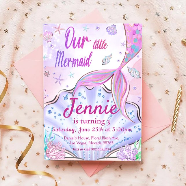 Kleine Meerjungfrau zum Geburtstag unter dem Party Einladung (Von Creator hochgeladen)