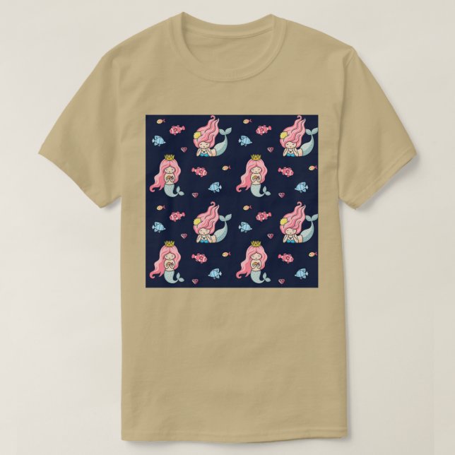 Kleine Meerjungfrauen mit rosa Haaren T-Shirt (Design vorne)