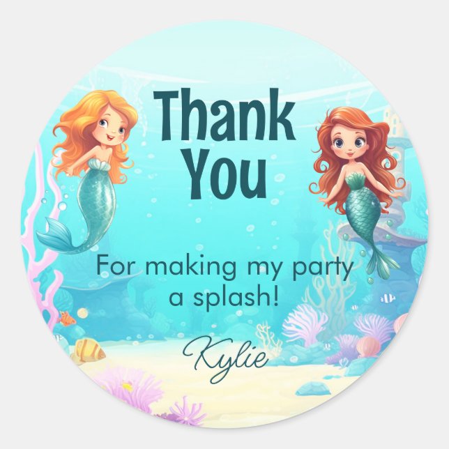 Kleine Meerjungfrauen unter dem Meer Runder Aufkleber (Vorderseite)