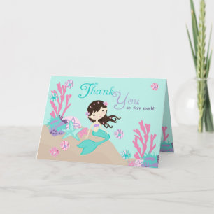 Kleine Mermaid TY Card 2 Brünett Dankeskarte