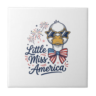 Kleine Miss America Patriotic Ente Vintage-Shirt ( Fliese