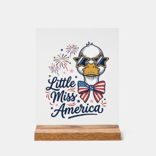 Kleine Miss America Patriotische Ente Vintage-Shir Acrylschild
