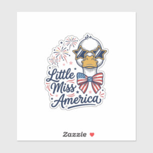 Kleine Miss America Patriotische Ente Vintage-Shir Aufkleber
