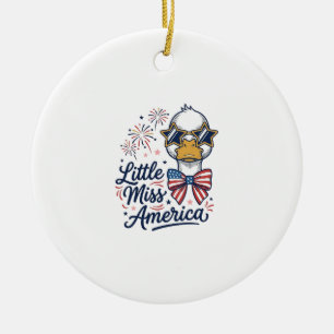 Kleine Miss America Patriotische Ente Vintage-Shir Keramik Ornament