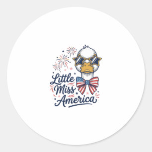 Kleine Miss America Patriotische Ente Vintage-Shir Runder Aufkleber